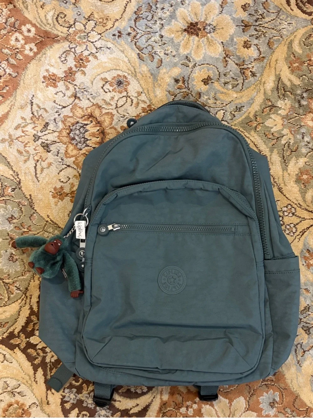 Kipling Teal Everyday Backpack with Monkey Charm